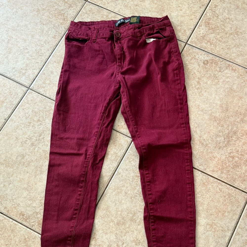Classic Blue Jeans Wine Size 15 Skinny Fit Jeans Burgundy Denim Red (124)
